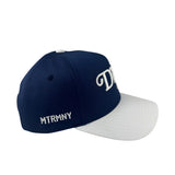 (Ships Jan 1st)  Matrimoney Lone Star Script DTX Snapback Hat (Curved Bill) - Navy/White